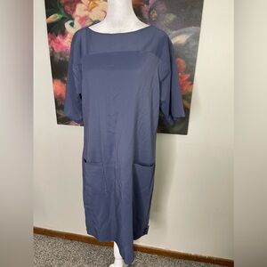 Reiss Blue Career Pencil mini Dress with Front two pockets Sz 8 Designer Office